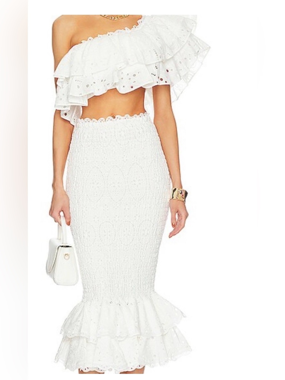Charo Ruiz Ibiza Liliana Midi Skirt and top set in White Fruition